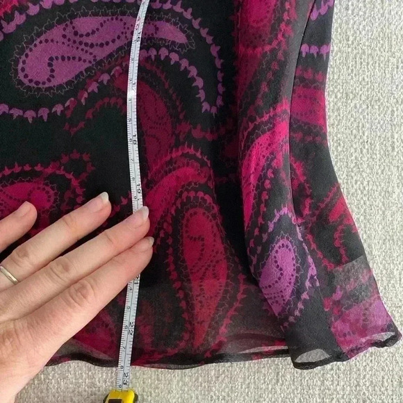 VTG Y2K 100% Silk Blouse Black Pink M Medium Whimsygoth Fairycore Goth Babydoll - Picture 10 of 11